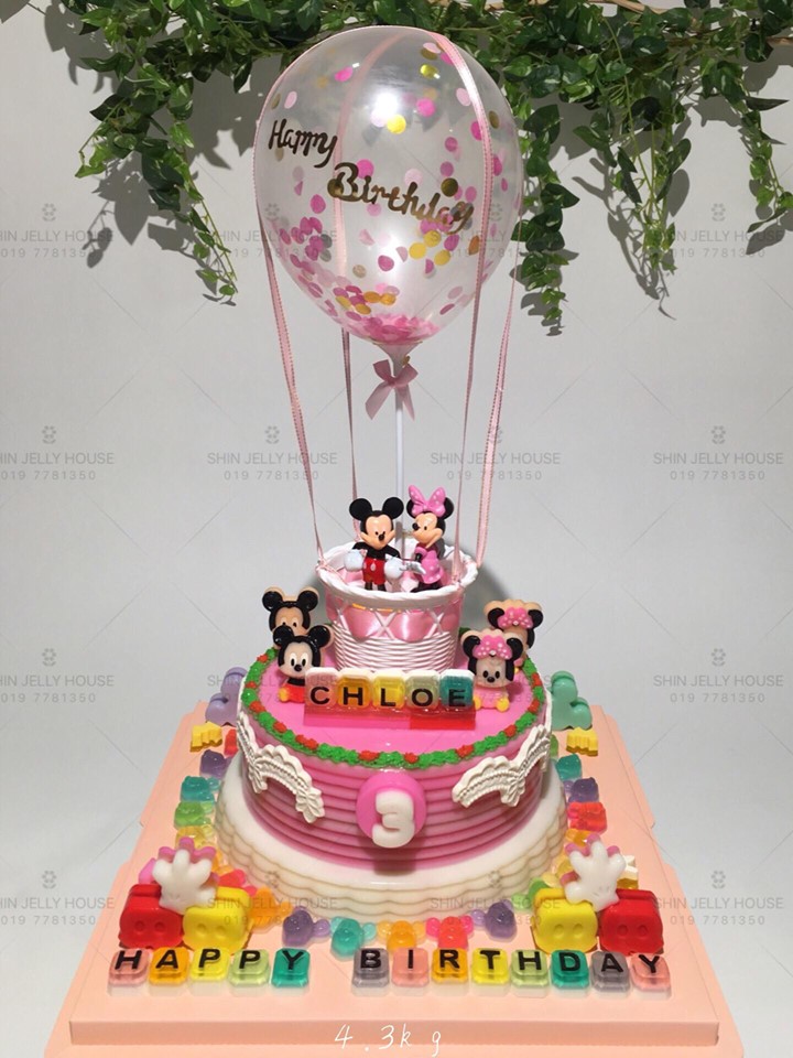 【C006】 热气球米奇米妮燕菜蛋糕 "Hot Air Balloon Mickey Mini Mouse Jelly Cake"